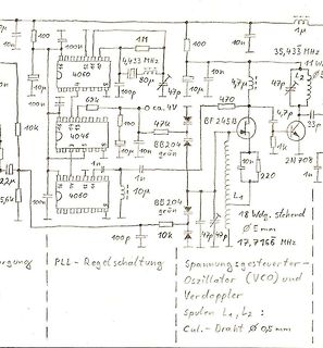 Handgezeichneter Schaltplan einer PLL-Regelschaltung