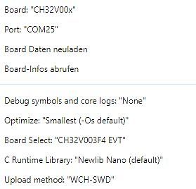 Software-Konfiguration für CH32V003F4 EVT