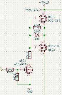 Schaltplan mit MOSFETs und Widerständen