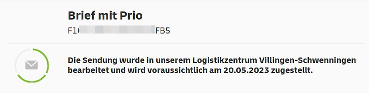 Sendungsverfolgung eines Briefes mit Priorität