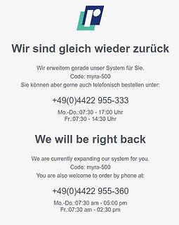 Wartungsmeldung einer Website
