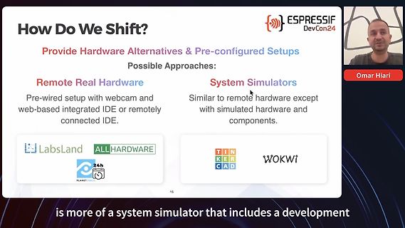 Präsentationsfolie über Hardware-Alternativen und Simulatoren
