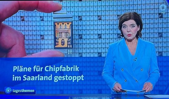 Nachrichtensendung über Chipfabrik im Saarland