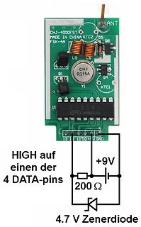 Leiterplatte mit Zenerdiode und Widerstand