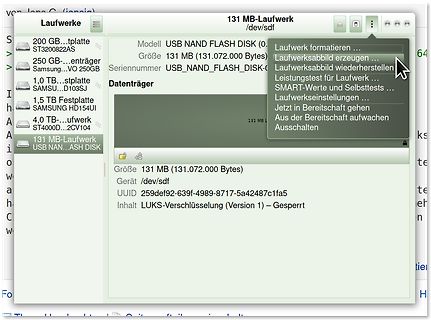 Linux Laufwerk-Eigenschaften Fenster
