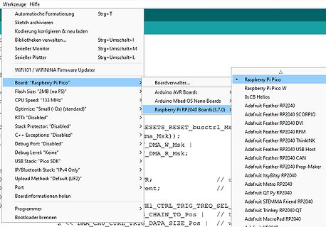 Menüauswahl in einer Firmware-Updater-Software