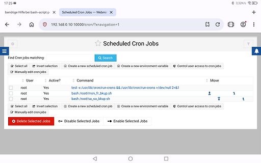 Weboberfläche für geplante Cron-Jobs