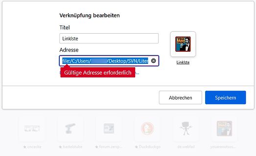 Fehlermeldung beim Bearbeiten einer Verknüpfung