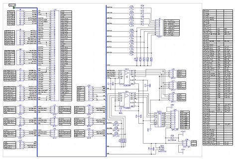 Elektronischer Schaltplan mit Mikrocontroller und Peripherie