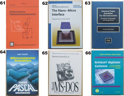 Fotos von Fachbüchern über Elektronik und Informatik