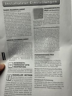 Textseite einer Bedienungsanleitung für eine Heizungssteuerung