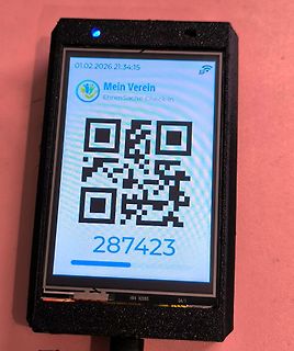 Display eines Check-In Geräts mit QR-Code