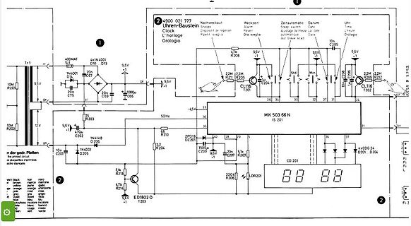 Schaltplan eines Uhren-Bausteins MK 503 66 N