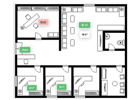 Grundriss einer Wohnung mit Statusanzeigen