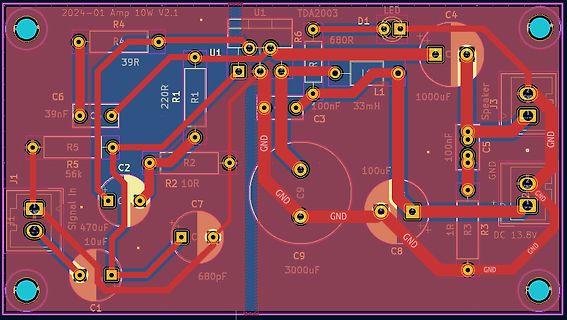 PCB-Layout eines Audio-Verstärkers