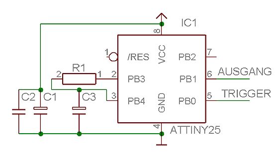 Schaltplan mit ATtiny25 Mikrocontroller