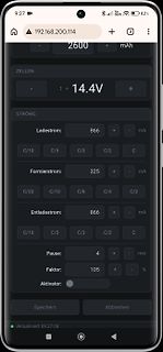 Abfotografierter Smartphone-Bildschirm einer Lade-Software