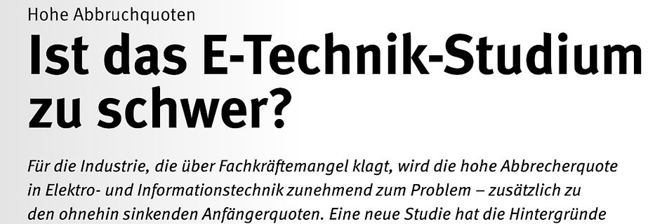 Text über hohe Abbruchquoten im E-Technik-Studium