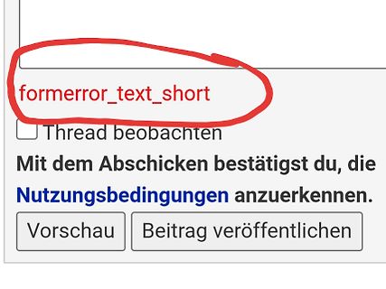 Fehlermeldung in einer Web-Benutzeroberfläche