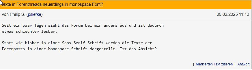 Forenbeitrag über Monospace-Schriftart