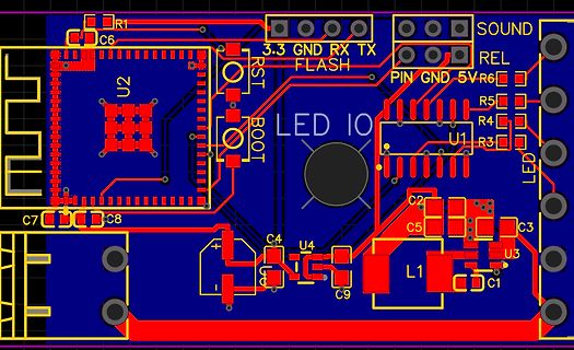 PCB-Layout einer Leiterplatte mit Mikrocontroller-Komponenten