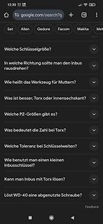 Google-Suchergebnisse zu Werkzeugen und Schrauben