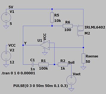 Schaltplan einer Stromregelung mit MOSFET