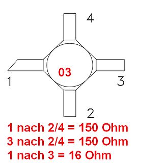 Skizze eines Widerstandsschalters mit Widerstandswerten