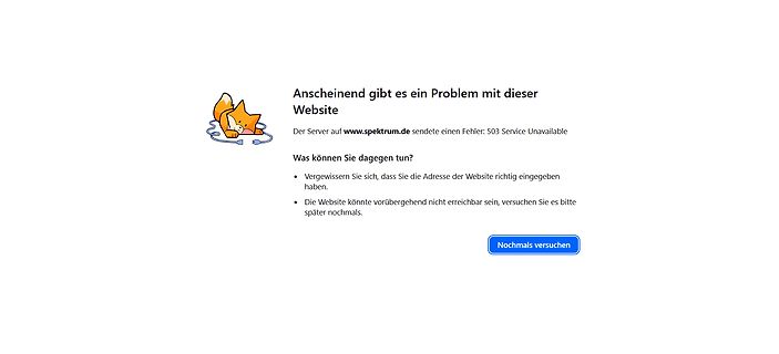 Fehlermeldung 503 Service Unavailable auf einer Website