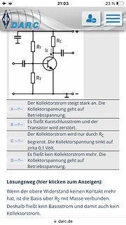 Schaltplan und Multiple-Choice-Frage zu einem Transistor