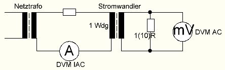 Schaltplan mit Netztransformator und Stromwandler