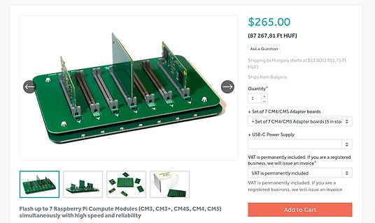 Webshop-Produktseite für Raspberry Pi Compute Module Adapterboards