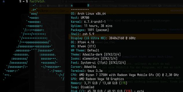 Fastfetch Systeminformationen unter Arch Linux