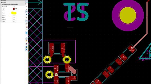 Ausschnitt eines PCB-Layouts in einer CAD-Software