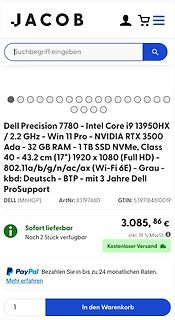 Produktseite eines Dell Precision Laptops