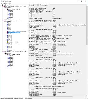 USB Device Viewer Fenster mit USB-Geräteinformationen