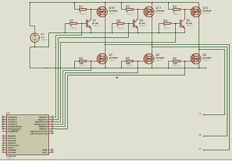 Schaltplan mit ATmega8 und Leistungstransistoren