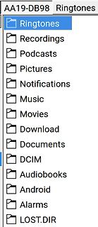 Dateiverzeichnis eines Mobilgeräts