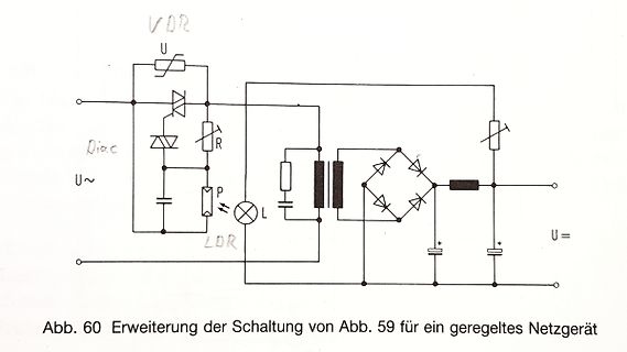 Handgezeichneter Schaltplan eines geregelten Netzteils