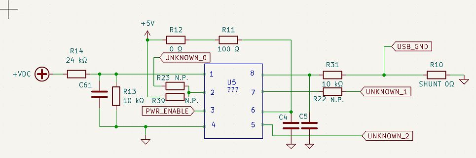 Schaltplan eines elektronischen Teils mit IC U5