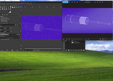 GIMP Bildbearbeitungsprogramm mit 3D-Modell-Ansicht