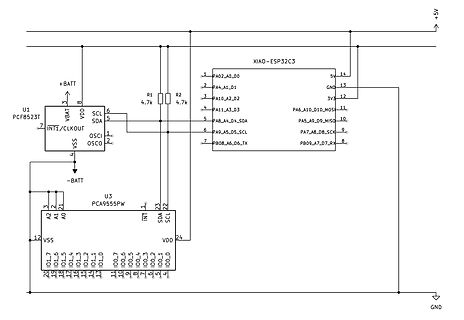 Schaltplan mit XIAO-ESP32C3 und PCA9555PW