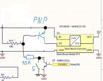 Schaltplan mit PNP-Transistor und Buck-Boost-Konverter