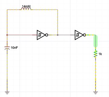 Schaltplan eines LC-Oszillators mit Invertern