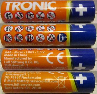Nahaufnahme von AAA Batterien