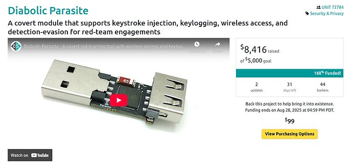 Crowdfunding-Seite für Diabolic Parasite Modul