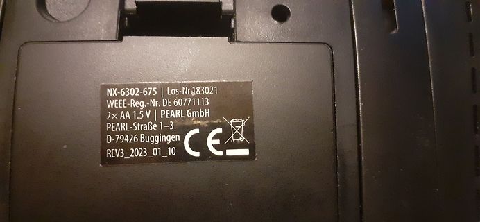 Typenschild eines Elektronikgeräts