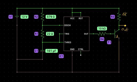 Schaltplan eines Monostabile Multivibrators mit IC1