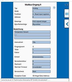 Konfiguration eines Modbus-Eingangs