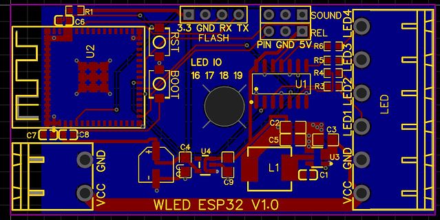 PCB-Layout einer WLED ESP32 Platine